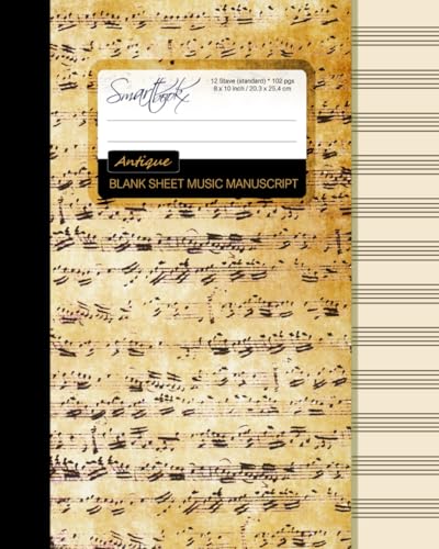 Blank Sheet Music: Music Manuscript Paper / Staff Paper / Musicians Notebook [ Book Bound (Perfect Binding) * 12 Stave * 100 pages * Large * Antique ] (Composition Books - Music Manuscript Paper)