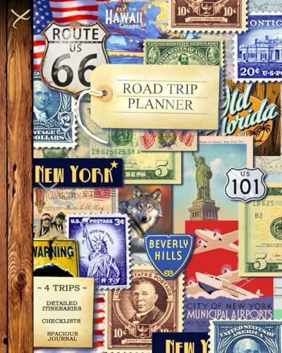 Road Trip Planner: Vacation Planner & Travel Journal / Diary for 4 Trips, with Checklists, Itinerary & more [ Softback * Large (8” x 10”) * American Roadtrip ] (Travel Gifts)