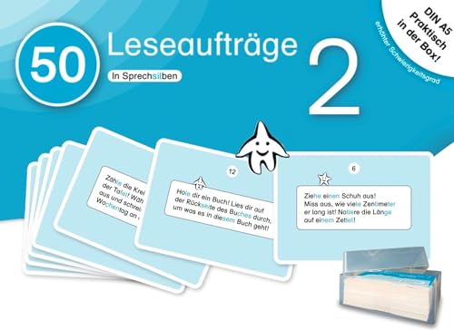 50 Leseaufträge 2 in der Box in Sprechsilben: Großformatige und stabile Karten zum selbstständigen und motivierenden Bearbeiten in der 1. und 2. Klasse (Mein Sternchenheft)