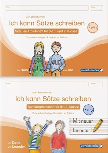 Ich kann Sätze schreiben Teil 1 und 2 im Set - Schülerarbeitshefte für die 1. und 2. Klasse: Meine Sternchenhefte zum selbstständigen Schreiben zu Bildern (Mein Sternchenheft) von sternchenverlag