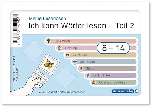 Ich kann Wörter lesen - Teil 2 - Meine Lesedosen 8-14 im Set: 7 Lesedosen mit jeweils 24 Bild-Wort-Karten Ich kann Wörter lesen - Teil 2 - Meine Lesedosen 8-14 im Set: 7 Lesedosen mit jeweils 24 Bild-Wort-Karten von sternchenverlag