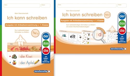 Ich kann schreiben Teil 1 und 2 im Set - Ausgabe mit Artikelkennzeichnung (DaZ) - Schülerarbeitshefte für die 1. Klasse: Meine Sternchenhefte zum ... Rechtschreibstrategien (Mein Sternchenheft) von Sternchenverlag GmbH