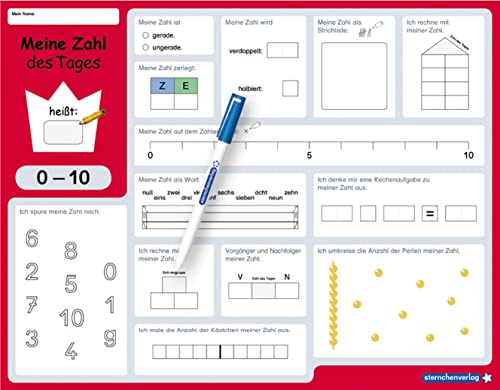 Meine Zahl des Tages 0-10 und 0-20 - wiederbeschreibbare Lerntafel mit Stift - Mathematik: Für die 1. Klasse - Im großen Format, trocken abwischbar Meine Zahl des Tages 0-10 und 0-20 - wiederbeschreibbare Lerntafel mit Stift - Mathematik: Für die 1. Klasse - Im großen Format, trocken abwischbar
