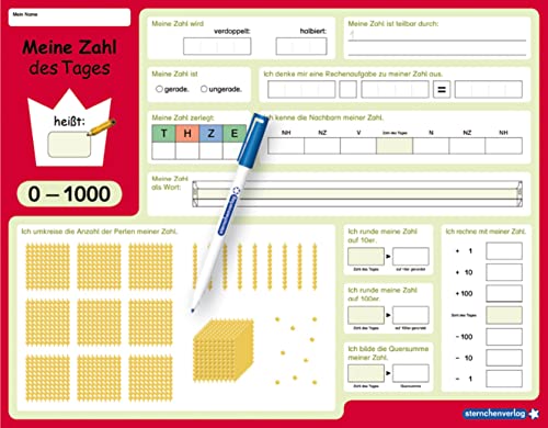 Meine Zahl des Tages 0-1000 - wiederbeschreibbare Lerntafel mit Stift - Mathematik: Für die 2. und 3. Klasse - Im großen Format, trocken abwischbar Meine Zahl des Tages 0-1000 - wiederbeschreibbare Lerntafel mit Stift - Mathematik: Für die 2. und 3. Klasse - Im großen Format, trocken abwischbar