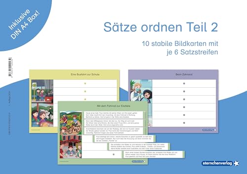 Sätze ordnen Teil 2: 10 stabile Bildkarten mit je 7 Satzstreifen in der DIN A4 Box von Sternchenverlag GmbH