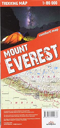 terraQuest Trekking Map Mount Everest