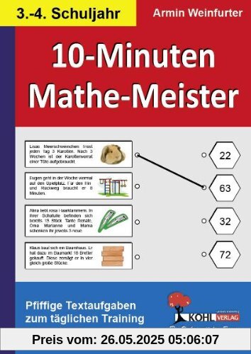 10-Minuten-Mathe-Meister 3./4. Schuljahr: Pfiffige Textaufgaben zum täglichen Training