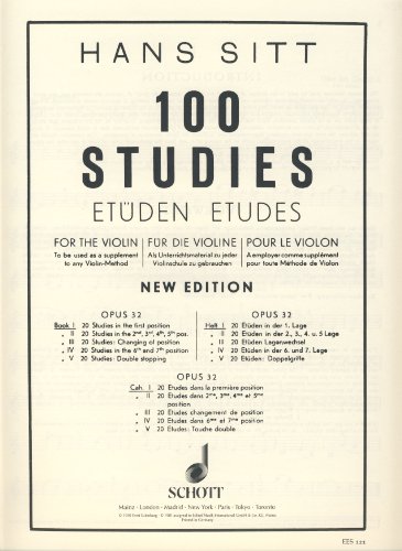 100 Etüden: 20 Etüden in der 1. Lage. Heft 1. op. 32. Violine. von Ernst Eulenburg u. Co.