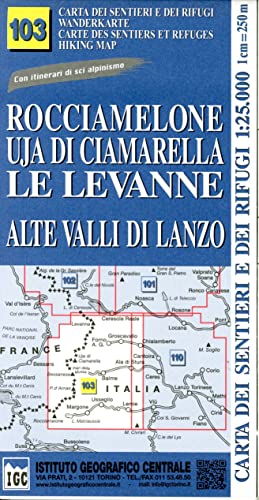 103 Rocciamelone: IGC Wanderkarte von Istituto Geografico Centr
