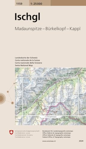 1159 Ischgl: Madaunspitze - Bürkelkopf - Kappl (Landeskarte 1:25 000, Band 1159) von Swisstopo