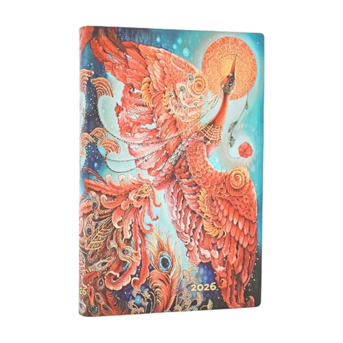 12 Mois Flexi 2026 Oiseau de Feu Mini Vertical von PAPERBLANKS