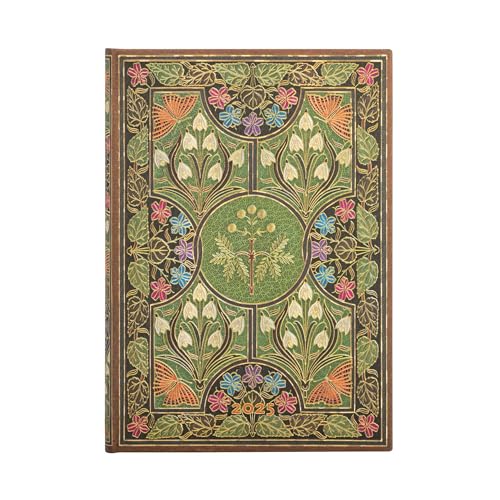 Paperblanks 12-Monatskalender 2025, Blühende Poesie, Midi, Vertikal, Elastikband-Verschluss