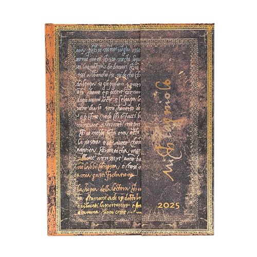Paperblanks 12-Monatskalender 2025, Michelangelo, Handschrift, Ultra, Vertikal, mit Klappumschlag