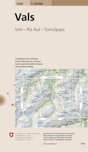 1234 Vals: Vrin - Piz Aul - Tomülpass (Landeskarte 1:25 000, Band 1234)