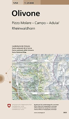 1253 Olivone: Pizzo Molare - Campo - Adula/Rheinwaldhorn (Landeskarte 1:25 000, Band 1253) von Bundesamt fr Landestopog