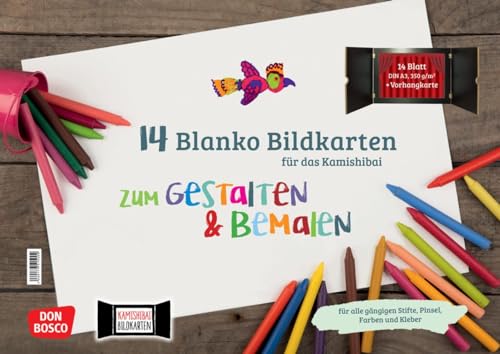 14 Blanko Bildkarten zum Gestalten & Bemalen für das Kamishibai: DIN A3, hochwertiger rein-weißer Karton, 350g. Zum Selbstgestalten und Malen einer ... (Zubehör für das Erzähltheater Kamishibai) von Don Bosco