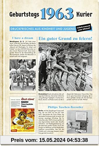 1963 - Geburtstagskurier: Druckfrisches aus Kindheit und Jugend | Zum 60. Geburtstag (Geschenke für runde Geburtstage 2023 und Jahrgangsbücher)