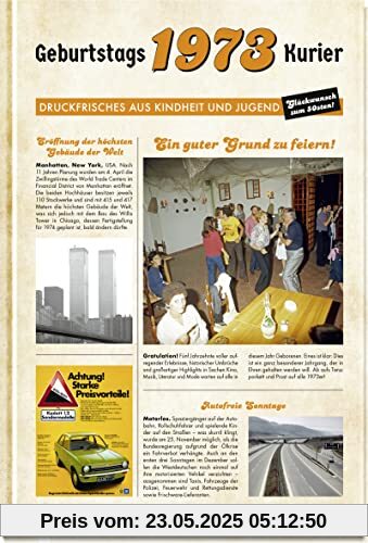 1973 - Geburtstagskurier: Druckfrisches aus Kindheit und Jugend | Zum 50. Geburtstag (Geschenke für runde Geburtstage 2023 und Jahrgangsbücher)