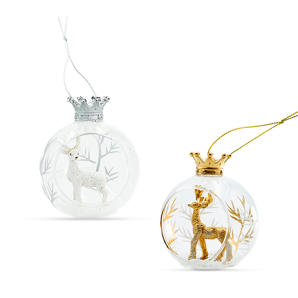 2er-Set Christbaumkugeln »Hirsch im Winterwald« von St. Benno Verlag