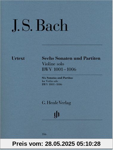 3 Sonaten + 3 Partiten Bwv 1001-1006 Vl Solo. Violine
