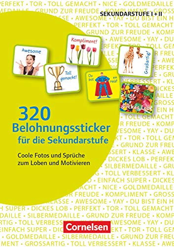 320 Belohnungssticker für die Sekundarstufe - Coole Fotos und Sprüche zum Loben und Motivieren: 8 Stickerbögen