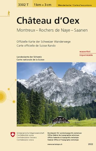 3302T Château-d'Oex Carte d'excursions: Montreux - Rochers de Naye - Saanen (Wanderkarten 1:33 333)