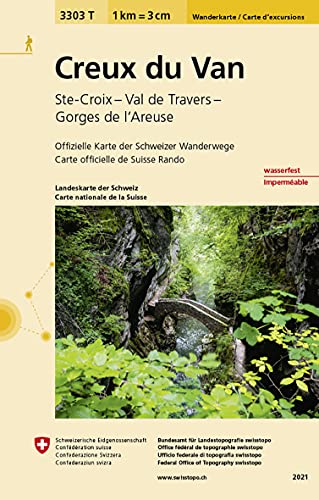3303T Creux du Van Wanderkarte: Ste-Croix - Val de Travers - Gorges de l'Areuse (Wanderkarten 1:33 333) von Bundesamt für Landestopografie Schweiz