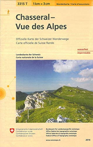 3315T Chasseral - Vue des Alpes Carte d'excursions: Wanderkarte. Wasserfest (Wanderkarten 1:33 333) von Bundesamt fr Landestopog