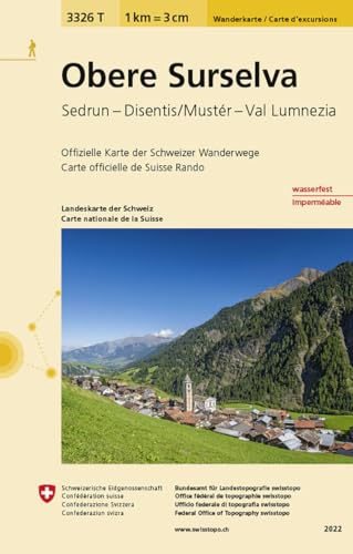3326T Obere Surselva Wanderkarte: Sedrun - Disentis/Mustér - Val Lumnezia (Wanderkarten 1:33 333)