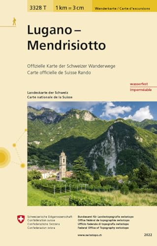 3328T Lugano - Mendrisiotto Carta escursionistica: Lugano - Mendrisio - Chiasso - Agno - Monte Ceneri - Stabio (Wanderkarten 1:33 333)