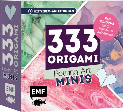 333 Origami Minis – Pouring Art – Dein dekorativer Wendeblock zum kreativen Falten & Notieren: Mit Notizfunktion, Origami-Anleitungen und 333 hochwertigen Papieren im süßen Mini-Format von Edition Michael Fischer / EMF Verlag