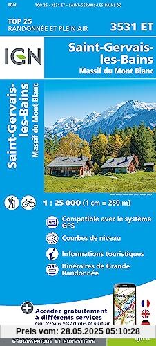 3531ET SAINT-GERVAIS - LES BAINS Topographische Wanderkarte Frankreich 1:25.000 TOP 25 IGN 3531ET SAINT-GERVAIS - LES BAINS Topographische Wanderkarte Frankreich 1:25.000 TOP 25 IGN
