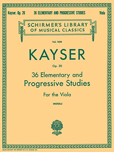36 Elementary and Progressive Studies: Viola Method: Schirmer Library of Classics Volume 1850 Viola Method