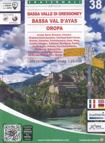 38 Bassa Valle di Gressoney - Bassa Val d'Ayas - Oropa: 1:25000 (wandelkaart, Band 38) von Fraternali Editore