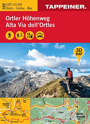 3D-Wanderkarte Ortler-Höhenweg: Cartina escursionistica 3D Alta Via dell'Ortles (Kombinierte Sommer-Wanderkarten Südtirol / Topografische Karte + 3D-Panoramakarte) von Athesia Tappeiner Verlag