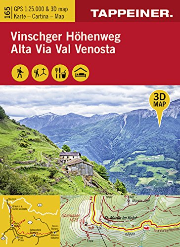 3D-Wanderkarte Vinschger Höhenweg: Carta escursionistica 3D - Alta via della Val Venosta (Kombinierte Sommer-Wanderkarten Südtirol: Topografische Karte + 3D-Panoramakarte) von Athesia Tappeiner Verlag