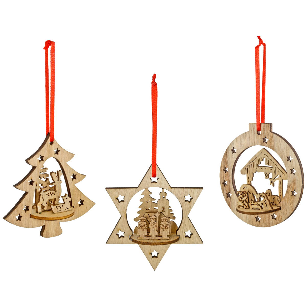3er-Set Holzanhänger »Gesegnete Weihnachten« 3er-Set Holzanhänger »Gesegnete Weihnachten« von St. Benno Verlag