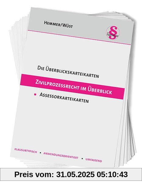 42300 - Assessor Übersichtskarteikarten - Zivilprozessrecht: Klausurtypisch - Anwendungsorientiert - Umfassend (Karteikarten - Zivilrecht)