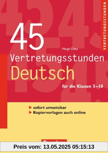 45 Vertretungsstunden Deutsch: Buch mit Kopiervorlagen über Webcode 45 Vertretungsstunden Deutsch: Buch mit Kopiervorlagen über Webcode