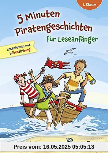5 Minuten Piratengeschichten für Leseanfänger.: Lesenlernen mit Silbenfärbung und Verständnisfragen (und Antworten) am Ende des Buches. Für Kinder ab ... Fr Kinder ab 6 Jahre. gondolino Lesenlernen.