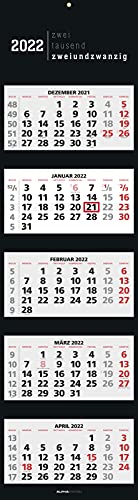 5-Monatskalender Black 2022 - Büro-Kalender 33x120 (geöffnet) - faltbar - mit Datumsschieber - Alpha Edition von Alpha Edition