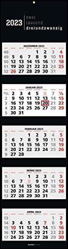 5-Monatskalender Black 2023 - Büro-Kalender 33x120 (geöffnet) - faltbar - mit Datumsschieber - Alpha Edition von Alpha Edition