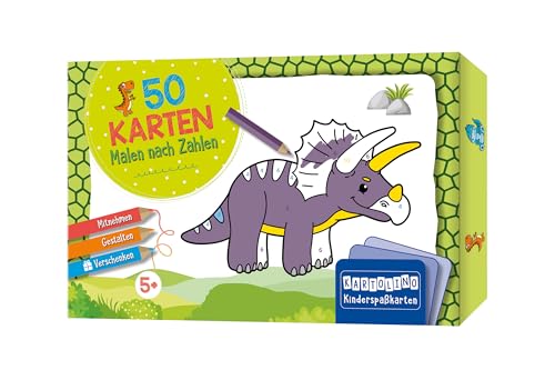50 Karten Malen nach Zahlen - Dinosaurier: Mitnehmen, gestalten, verschenken (KARTOLINO Kinderspaßkarten) von Circon Verlag GmbH