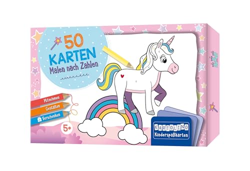 50 Karten Malen nach Zahlen - Regenbogenwelt: Mitnehmen, gestalten, verschenken (KARTOLINO Kinderspaßkarten) von Circon Verlag GmbH