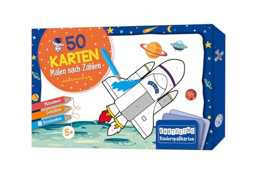 50 Karten Malen nach Zahlen - Weltraum: Mitnehmen, gestalten, verschenken (KARTOLINO Kinderspaßkarten) von Circon Verlag GmbH
