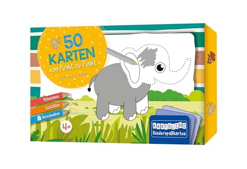 50 Karten von Punkt zu Punkt - Tiere: Mitnehmen, gestalten, verschenken (KARTOLINO Kinderspaßkarten)