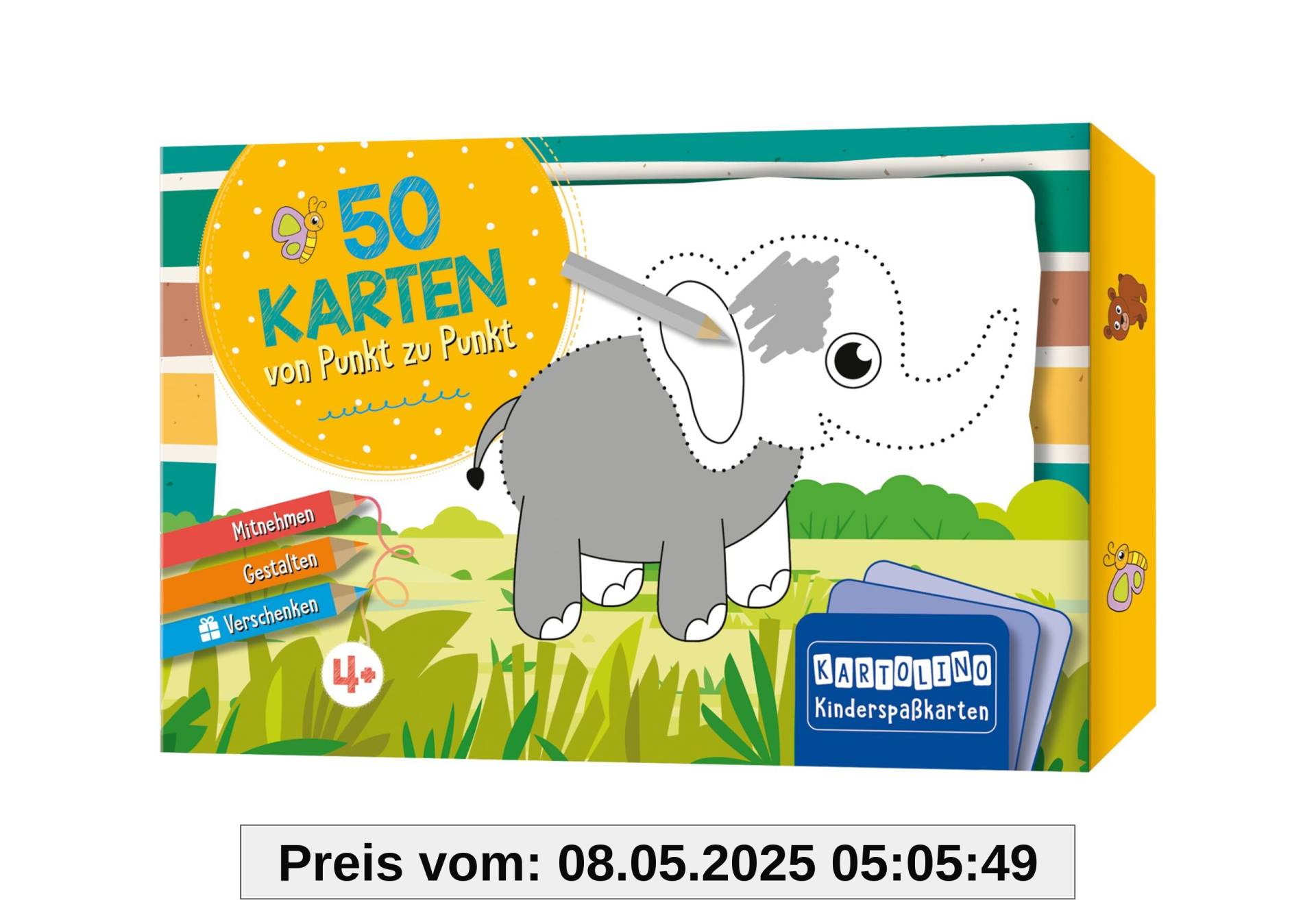 50 Karten von Punkt zu Punkt - Tiere: Mitnehmen, gestalten, verschenken (KARTOLINO Kinderspaßkarten)