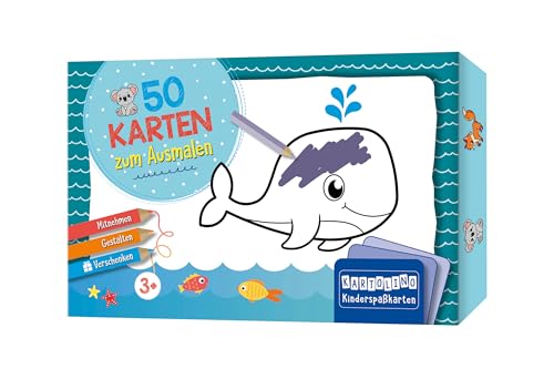 50 Karten zum Ausmalen - Tiere: Mitnehmen, gestalten, verschenken (KARTOLINO Kinderspaßkarten)
