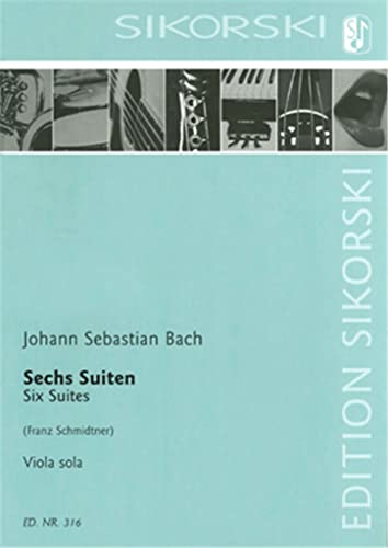 6 Suiten (für Violoncello): für Viola bearbeitet. BWV 1007-1012. viola solo.