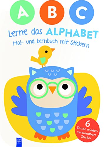A,B,C - Lerne das Alphabet - Mal- und Lernbuch mit Stickern (Cover Eule): Einband mit Eule von YoYo Books